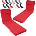 2 Pack Chaise Lounge Cushions with Ties and Pillow, 72 X 21 X 3.1IN, Reversible, Water-Resistant, Outdoor Foam Patio Lounge Chair Cushion, Patio Furniture Cushions for Lawn, Pool,red