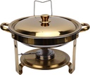 Luqeeg 4.5l Round Chafing Dishesset Utilizes Steam Circulation Buffet Food Warmer Smoothly Polished Edges Buffet Server with Stainless Steel Hygienic Lid Holder for Party Restaurants