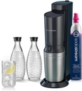 SodaStream - Aqua Fizz Sparkling Water Maker | STARTER KIT | GLASS Carbonator | CQC CO2 System | Includes 2x Elegant Glass Carafes, 1x CO2 Cylinder | Dishwasher Safe | Black