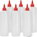 6-pack Plastic Squeeze Bottles for Sauces - 16oz Condiment Squeeze Bottles for Liquids - BPA Free Squirt Bottle with Twist Cap - Ketchup, Syrup, Oil, Dressings, Honey & Arts and Crafts