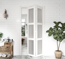 BARNER HOME Bi-Fold Doors, for 36in. x 80 in Opening, 3-lite Tempered Frosted Glass Panel, MDF, White Closet Door
