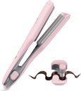 Curling Iron Hair Crimper Waver, MiroPure Beach Waves Curling Wand 1 inch with 30S Fast Heating & PTC Heater, Deep Waver Hair Curler for Women, Dual Voltage, Pink