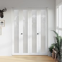 Bifold Door, for 72"x 80" Opening,Tempered Frosted Glass White Folding Closet Door with Hardware Kit