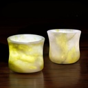 Handcrafted Natural Jade Shot Glasses – Set of 2 | 1.3 oz Whiskey, Espresso, Tequila & Tea Cups in Unique Bamboo Joint Shape, Oriental Inspired Luxury Gift for Men & Whiskey Lovers
