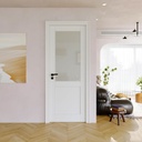 30" x 80" Half Door Slab, Frosted Glass French Door Interior, Soild Core& Pre-Finished Single Panel for Pantry Bedroom Closet as Pocket, Bifold, Barn Doors, No Assembly Required-Shaker w/o Hardware