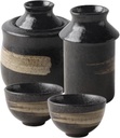 Japanese Sake Set Retro Black Ceramic Cups Crafts Wine Glasses Sake Set Wine Glass Set for Warm Cold Sake Service
