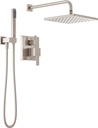 Delta Modern 14 Series Square Rain Shower System Faucet Set, Rainfall Brushed Nickel Shower Head and Handle Set, Valve Trim Kit, 10 Inch, Spotshield Stainless 342701-SP