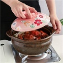 Universal casserole with lid ceramic casserole printed heat-resistant clay pot heat-resistant soup pot slow cooker healthy stew pot cooking pot