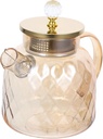 Amber High Borosilicate Glass Pitcher Large Capacity Water Jug with Lid and Thickened Handle Household Glass Water Container for Iced Tea Juice Cold and Hot Drinks Easy to Clean