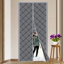 Magnetic Thermal Insulated Door Curtain Fits Door Size 36" x 82" Thicken Nylon Cotton Temporary Magnet Closure Thermal Door Cover Size W38 x L83 inch Weatherproof Windproof Soundproof, Grey