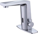 Automatic Sensor Touchless Bathroom Sink Faucet with Hole Cover Plate, Chrome Vanity Faucets, Hands-Free Bathroom Water Tap with Control Box and Temperature Mixer, Easy Installation (Silver)