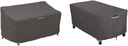 Classic Accessories Ravenna Water-Resistant 58 Inch Patio Sofa/Loveseat Cover, Patio Furniture Covers & Ravenna Water-Resistant 48 Inch Rectangular Patio Coffee Table Cover, Outdoor Table Cover