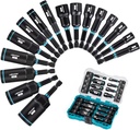 LIBRATON Magnetic Nut & Driver Set, 16pc Impact Driver Bit Set, 1/4"-9/16" Nut & 1/4"-4/3" Deep Nut Drivers, SAE Drive, Toolbox for Car Repairs