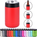 4-in-1 Stainless Steel 12 oz Double Wall Vacuum Insulated Can or Bottle Cooler Keeps Beverage Cold for Hours - Also Fits 16 oz Cans - Powder Coated Red - Clear Water Home Goods
