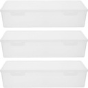 Alipis 3pcs Plastic Bread Box Airtight Pasta Spaghetti Container Toast Loaf Bread Keeper Cookie Crisper Box Fridge Organizer for Kitchen Pantry 1560ML, White, GD33NX45WGP410K