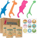 Biodegradable Kids Flossers -200 Pack, Natural Kids Floss Picks, Fluoride Free, Biodegradable Floss Pick, Organic Animal Dental Floss Picks, Dental Floss Sticks - 4 Fun Animal Designs