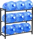 5 Gallon Water Jug Holder for 9 Water Jugs Without Wobbling, New Upgraded 3 Tier Heavy Duty Water Cooler Jug Storage Rack Detachable Water Jug Organizer Shelf for Home, Office, and Garages Black