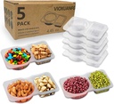 5 Set Reusable Snack Containers with Lids, BPA-Free Leakproof Portion Control Containers for Adults & Kids, Divided Mini Food Storage for Lunch, Salad Dressing, Condiments