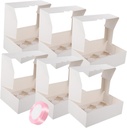 Zerodeko 1set Cupcake Boxes with Window Cake Packaging Includes Inserts for Tarts Cookies and Pastries Versatile Dessert Carrier with Ribbon