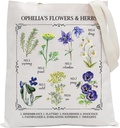 POFULL Flower Chart Herbology Floral Gift Cottagecore Shoulder Bag Bookish Bookworm Gift Ophelia’s Flowers and Herbs Tote Bag