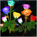 TONULAX Solar Garden Lights - Upgraded Outdoor Light, 7-Color Changing Rose Lights for Yard,Garden Decoration, Enlarged Solar Panel, More Realistic Rose Flower (2 Packs)