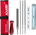 KAKEI Chainsaw Sharpening File Kit, Chainsaw Chain Sharpener - 8 Packs - 3 Round Files(5/32-Inch, 3/16-Inch, 7/32-Inch), Flat File, Depth Gauge Tool, Filing Guide, Wood Handle, Travel Pouch (Red)