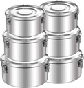 6 Pcs 304 Stainless Steel Food Storage Containers with Lid Bento Lunch Box Kimchi Containers Leak-Proof Reusable Flat Canister Food Box for Camping Trip Picnic Soup Salad,3 Size(22oz, 35oz, 54oz)