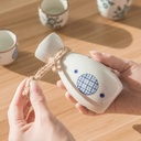 Ceramic Sake Set Sake Set Japanese Sake Set, 5 Piece Sake Cup Set, Blue Wave Texture Ceramic Cups, Quaint Crafts Wine Glasses, for Cold/Warm/Shochu