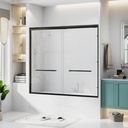 Bathtub Shower Doors, 57-60'' W x 57'' H, Semi-Frameless Double Sliding Tub Shower Door with Tempered ANSI Glass, with Duty Stainless Steel Hardwares, Brushed Nickel (Matte Black, 60'' W x 57'' H)