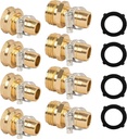 Garden Hose Repair Connector with Clamps, Fit for 3/4" or 5/8" Aluminum Garden Hose Fitting, Male and Female Hose Fittings, 4 Sets
