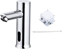 Automatic Sensor Touchless Sink Touchless Bathroom Faucet with Hole Cover Plate, Chrome Brass Hands Free Bathroom Tap, Infrared Motion Sensor and Temperature Control Basin Faucet
