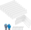 10 Pcs Gutter Valley Splash Guards, Diverter Roof Rain with 80 Matching Screws and A Pair of Gloves, 15.75 x 3.54 x 0.59 Inch, White (8 Straight + 2 Foldable)