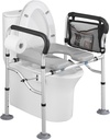 Raised Toilet Seat 400lbs, Toilet Seat Risers for Seniors, Handicap Elevated Toilet Seat with Handles & Padded Seat, Commode Chair with Adjustable Height & Width, for Elderly, Pregnant, Fit Any Toilet