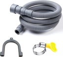 HLMOptimo 6 Feet Universal Washing Machine Drain Hose Flexible Dishwasher Drain Hose Extension Kits Corrugated Washer w/ 2 Clamps 1 adapter 1 U-Bend Holder