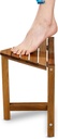 Eco History Shower Stool for Shaving Legs – 12 Inch Natural Acacia Shower Wooden Stool – Corner Foot Rest with Non-Slip Rubber Feet – Bench Seat Bathroom Organizer – Folding Design