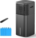 24" Windowless Portable Air Conditioner, 15H Timer & 120°Oscillation, 3-IN-1 Cooling Fan AC Unit with Remote, 2-Gal Tank, 3 Modes & 3 Speeds, Ultra-Quiet Ventless Swamp Cooler for Home Office, Black