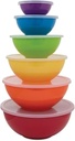 Sabatier Colorful Mixing Bowl Set with Lids – Nesting Melamine Kitchen Bowls for Mixing, Serving and Food Storage – Durable, Dishwasher Safe, Space-Saving Design, 6-Piece