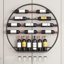Wall Mounted Wine Bottle Storage Display Rack, Round Wine Glass Goblet Holder, Metal Hanging Wine Rack for Bar Wine Cellar Kitchen (Color : Black) (Black)