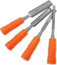 4pcs Multi-function Woodworking Chisel with Plastic Handles High Carbon Steel Flat Wood Chisels for Precise DIY Craft Carving and Manual Wood Engraving