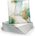 22pcs Marble Peel and Stick Backsplash Waterproof Washroom Wall Panels, Peel and Stick Tile, PVC Foam Wall Panels for Kitchen,Bathroom,Living Room,Green and Gold(Not Real Tile,11.8" x 11.8")