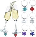 Furimuk 6 Pcs Christmas Snowflake Wine Charms Glass Drink Rings Markers Reusable Winter Christmas Party Goblet Champagne Cocktails Xmas Wine Tag Glass Identifiers Marker, Decoration