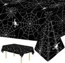 2 Pcs Halloween Tablecloth - Plastic Halloweens Spider Webs Table Cloth, Black Disposable Rectangle Spiderweb Table Cover for Halloween Party Decorations Supplies Favors Tables Decor, 108 x 54 Inch