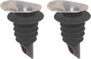 Tovolo Sleek Spout, Low-Profile Oil Liquor Pourer Bottle Topper, Cocktail Accessory, Cooking Oil & Drink Dispenser, Silicone & Stainless Steel for Wine, Set of 2, Charcoal (56005-200)