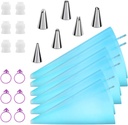 Reusable Piping Bags and Tips Set, Cake Decorating Tools with Icing Pastry Bags, Icing Bags Tips, Couplers and Frosting Bags Ties for Cookie Cupcakes