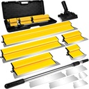 Drywall Skimming Blade Set with Replaceable Blades – 5 Stainless Steel Blades (16"-32"), 29"-47" Telescoping Handle & Grip Adapter – Professional Wall Finishing Tools for Smooth Coating
