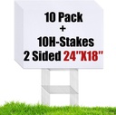 WENWELL 10 Large Blank Yard Signs with Stakes 18 x 24",Corrugated Plastic Lawn Sign kit for Estate Garage Sale,Party,Birthday,Wedding,Campaign,Parking,Make you own Outdoor Sign