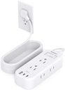 Extension Cord 15 ft - Power Strip Surge Protector, Flat Plug with 6 AC Outlet Extender 3 USB Ports (2 USB-C), 1080J, Multi Plug Outlets Desktop Charging Station for Home College Dorm Room Essentials