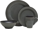 Mikasa Swirl Speckle 16 Piece Dinnerware Set, Service for 4, Graphite