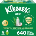Kleenex Lotion Facial Tissues with Coconut Oil, 8 Cube Boxes, 80 Tissues Per Box, 3-Ply