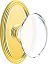Oval Rosette Door Set with Hampton Crystal Knobs Privacy in Polished Brass